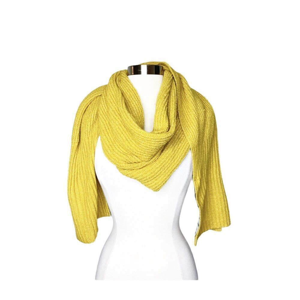 NEW INC Marigold Twisted Ribbed Muffler Scarf OS One Size Stretch Wrap Soft Cozy